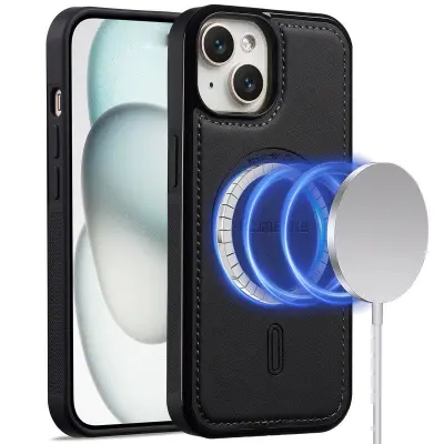 LC.IMEEKE L6 Fodral för iPhone 15 Plus KonstLäder - Svart