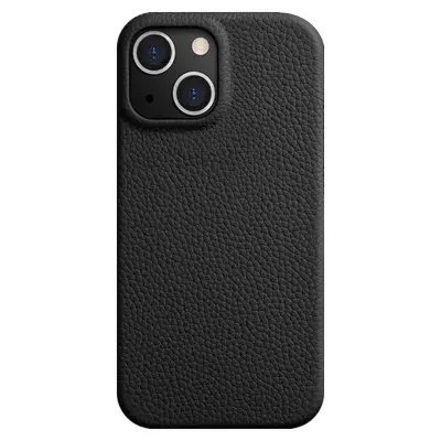 MELKCO iPhone 15 Plus Mobilskal Äkta Läder Belagt PC Svart