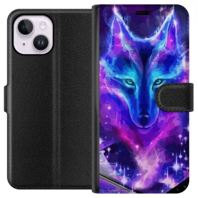 Plånboksfodral till Apple iPhone 15 Plus med Neon Varg