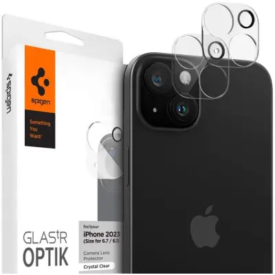 Spigen Glas.tR Optik (iPhone 15/15 Plus) - Svart