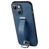 SULADA Mobilskal till iPhone 15 Plus Kickstand Crazy Horse PU+PC+TPU Blå