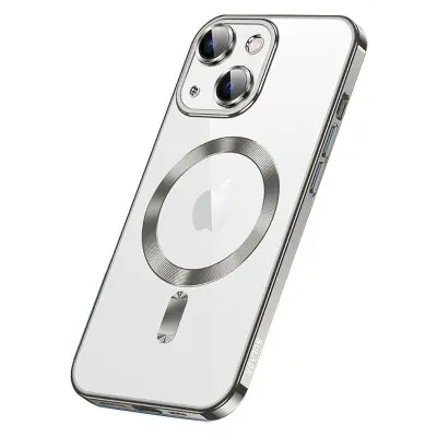 SULADA iPhone 15 Plus Skal MagSafe TPU Tempererat Glas Grå