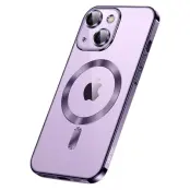 SULADA iPhone 15 Plus Skal MagSafe TPU Tempererat Glas Mörklila