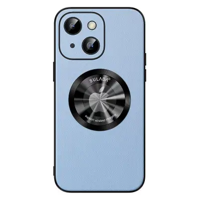 SULADA iPhone 15 Plus Mobilskal Microfiber Läder + TPU Stöttålig - Blå