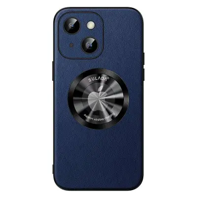 SULADA iPhone 15 Plus Mobilskal Microfiber Läder + TPU Stöttålig - Blå