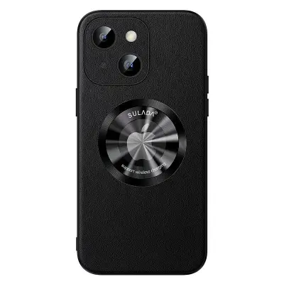 SULADA iPhone 15 Plus Mobilskal Microfiber Läder + TPU Stöttålig - Svart