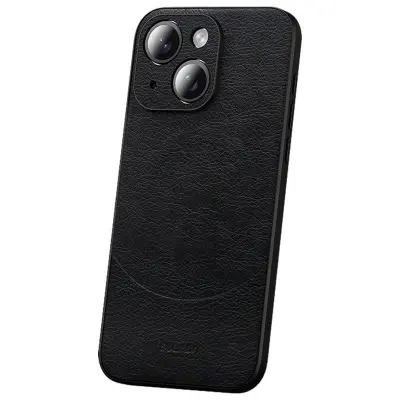 SULADA iPhone 15 Plus Mobilskal PU Läder Coated PC+TPU Svart