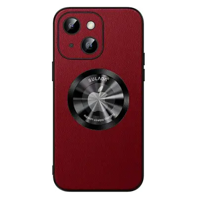 SULADA iPhone 15 Plus Mobilskal PU Läder TPU Anti-drop Röd