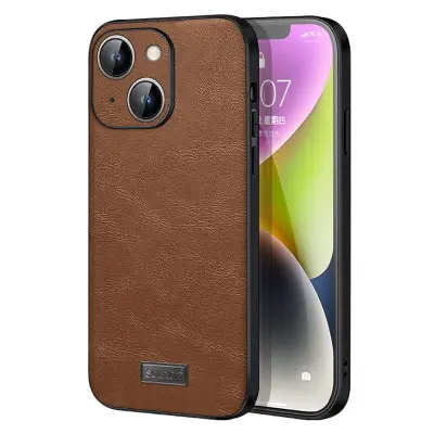 SULADA iPhone 15 Plus Mobilskal PU Läder TPU PC Anti-drop Brun