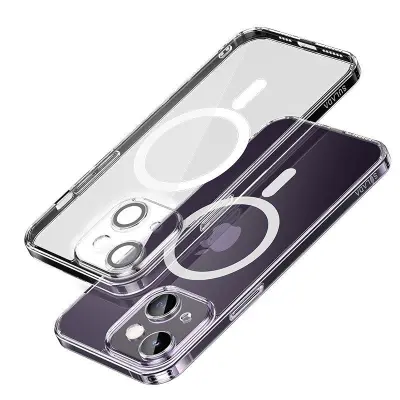 SULADA iPhone 15 Plus Slim Case TPU+PC Transparent MagSafe