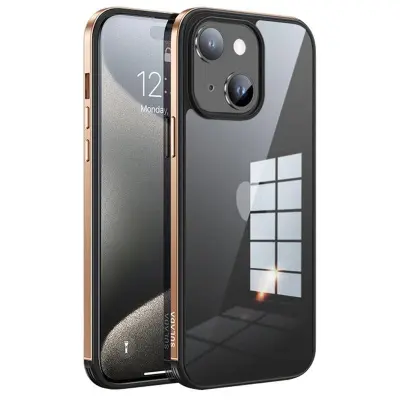 SULADA Minrui iPhone 15 Plus Mobilskal TPU + Härdat Glas - Rosa