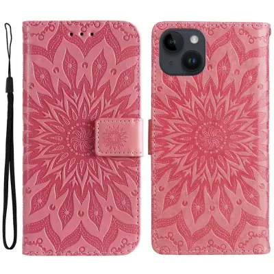 Trolsk Imprint Dahlia Flower Wallet (iPhone 15 Plus) - Grå