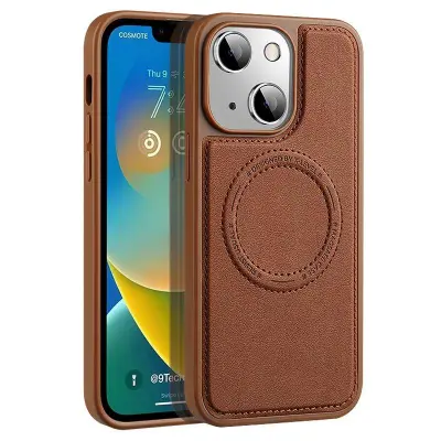X-LEVEL Magnetic Case Mobilskal till iPhone 15 Plus PU Läder Brun