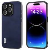 ABEEL iPhone 15 Pro Max Skal Läder Coated TPU - Blå
