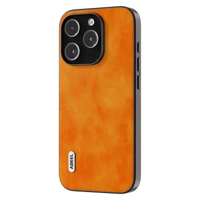 ABEEL iPhone 15 Pro Max Skal Litchi Textur PU Läder Orange