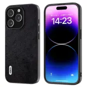 ABEEL iPhone 15 Pro Max Skal Litchi Textur PU Läder Svart