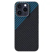 ABEEL iPhone 15 Pro Max Mobilskal MagSafe Kolfiber Svart / Blå