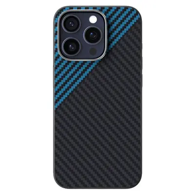 ABEEL iPhone 15 Pro Max Mobilskal MagSafe Kolfiber Svart / Blå
