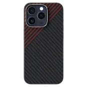 ABEEL Mobilskal till iPhone 15 Pro Max MagSafe Kolfiber Svart/Röd