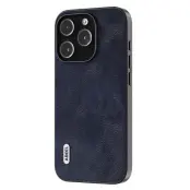 ABEEL iPhone 15 Pro Max Skal PU Läder Blå Cowhide Textur