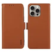 ABEEL iPhone 15 Pro Max Skal Shockproof PU Läder Ställfodral Brun