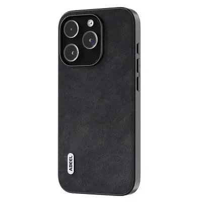 ABEEL iPhone 15 Pro Max Mobilskal Texturerad PU Läder Svart