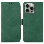 ABEEL iPhone 15 Pro Max Wallet Case PU Läder Ställ RFID Skydd - Grön