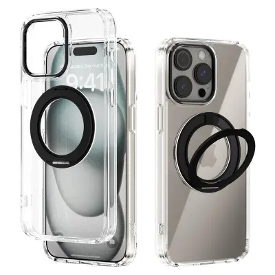 ABEEL Q-LUCK iPhone 15 Pro Max Mobilskal Shockproof Med Kickstand - Svart