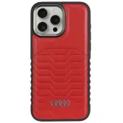 Audi iPhone 15 Pro Max Mobilskal Magsafe Synthetic Läder - Röd