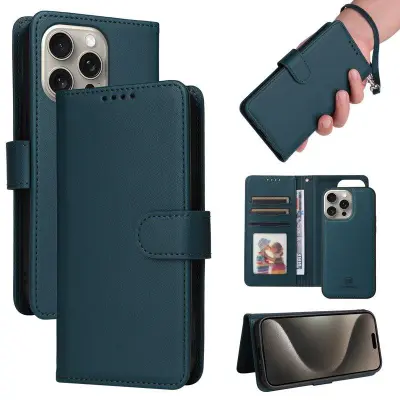 BETOPNICE iPhone 15 Pro Max Fodral KonstLäder - Blå