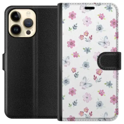 Plånboksfodral till Apple iPhone 15 Pro Max med Blommor och fjärillar