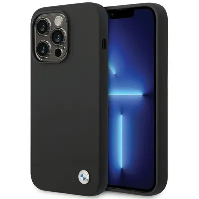 BMW iPhone 15 Pro Max Mobilskal MagSafe Silicone Metal Logo - Svart