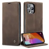 CASEME 013 iPhone 15 Pro Max KonstläderPlånboksfodral - Brun