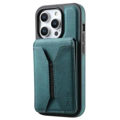 DENIOR D18 iPhone 15 Pro Max Fodral Läder Bak - Blå