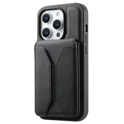 DENIOR D18 iPhone 15 Pro Max Fodral Konstläder Svart
