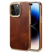 DENIOR iPhone 15 Pro Max Fodral i äkta läder och PC - Brun