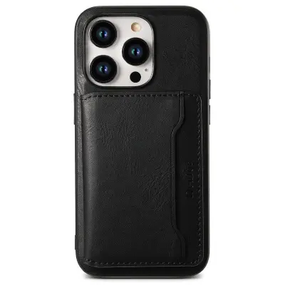 DENIOR iPhone 15 Pro Max Fodral i äkta läder - Svart