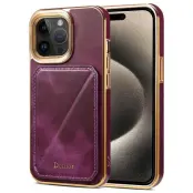 DENIOR iPhone 15 Pro Max Fodral Kortfodral Äkta Läder TPU PC Lila