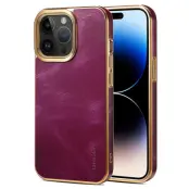 DENIOR iPhone 15 Pro Max Skal i äkta läder och PC - Lila