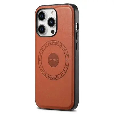 DENIOR iPhone 15 Pro Max Skal PU-läder Coated TPU+PC - Brun