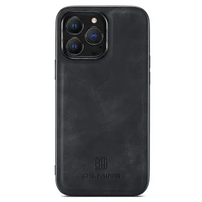 DG.MING iPhone 15 Pro Max Mobilskal PC+TPU+PU Läder Svart