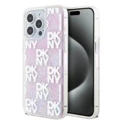 DKNY iPhone 15 Pro Max Mobilskal Liquid Glitter Multi Logo - Rosa