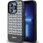 DKNY iPhone 15 Pro Max Mobilskal Magsafe Läder Printed Pattern Metal Logo