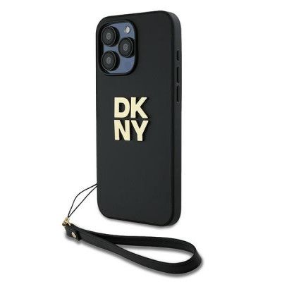 DKNY iPhone 15 Pro Max Mobilskal Wrist Strap Stock Logo - Svart