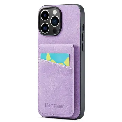 FIERRE SHANN iPhone 15 Pro Max Fodral Card Holder KonstLäder - Lila