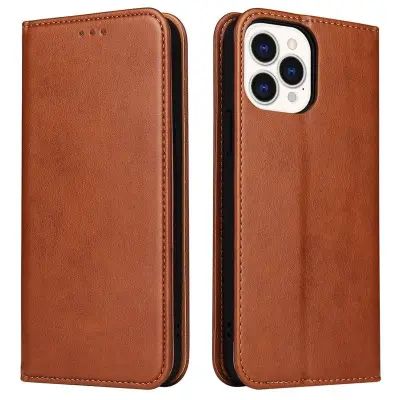 FIERRE SHANN iPhone 15 Pro Max Plånboksfodral Konstläder - Brun