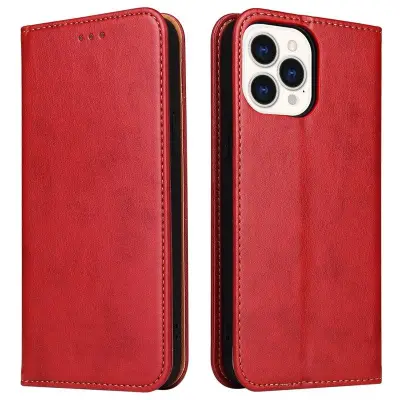 FIERRE SHANN iPhone 15 Pro Max Plånboksfodral - Texturerat Konstläder - Röd