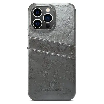 FIERRE SHANN iPhone 15 Pro Max Fodral Waxy KonstLäder - Grå