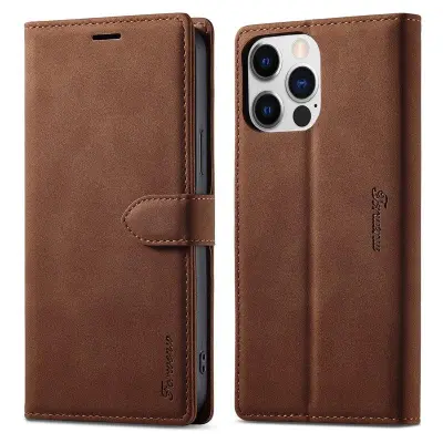 FORWENW F1 Series iPhone 15 Pro Max Plånboksfodral Konstläder - Brun