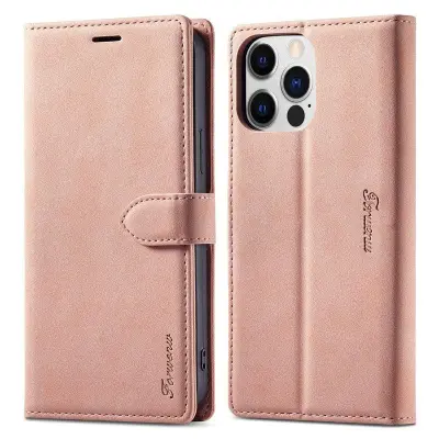 FORWENW F1 Series iPhone 15 Pro Max Plånboksfodral Konstläder - Roséguld